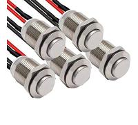 RUNCCI-YUN 5Pcs 2A 12V/24V/125V/250V 12 mm Interruttore a Pulsante Interruttori a Pulsante autobloccante in Metallo Impermeabile SPST NC Interruttore autobloccante(Alta Testa)