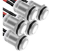RUNCCI-YUN 5Pcs 2A 12V/24V/125V/250V 12 mm Interruttore a Pulsante Interruttori a Pulsante autobloccante in Metallo Impermeabile SPST NC Interruttore autobloccante(testa piatta)
