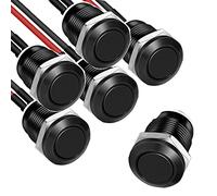 RUNCCI-YUN 5Pcs 2A 12V/24V/125V/250V 16mm Interruttore a Pulsante Interruttori a Pulsante momentaneo in Metallo Impermeabile SPST NO Interruttore momentaneo(testa piatta)