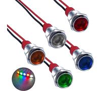 RUNCCI-YUN 5pcs12V-24V 10mm LED Pannello Pilota Cruscotto Spia Indicatore Lampada Auto Furgone Barca Indicatore Luminoso Lampada Pilota Cruscotto Lampadine Direzionale(rosso blu verde giallo bianco)