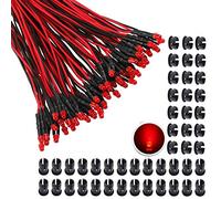 RUNCCI-YUN 65Pcs 3mm LED Pre Cablati Diodi ad Emissione Luminosa DC12V lampade per modellismo + 65Pcs 3mm Supporto in Plastica del Diodo per Modellazione di Prototipi (Rosso)