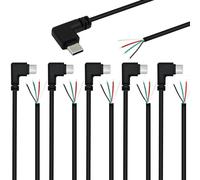 RUNCCI-YUN 6Pcs Connettore maschio USB Type-C, 90 Gradi Angolo Retto 28AWG 5V 3A Spina USB Cavo nudo a 4 pin,connettore usb a saldare,Cavo di prolunga USB Type-C,cavo Pigtail USB