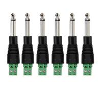RUNCCI-YUN 6Pezzi 6.35mm TS Spina Maschio a Terminal da Vite, 6,35 mm (1/4") TS Terminale Mono Audio Senza Saldatura per Microfono Altoparlante, 6.35mm 2-Poli Spina a Morsettiera a Vite