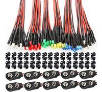 RUNCCI-YUN Diodi LED pre-cablati ultra luminosi da 3 mm, 60 pezzi, bianco caldo, rosso, blu, verde, giallo (10 pezzi x 6 colori) + 60 supporti in plastica da 3 mm per montaggio luce LED + 10 clip per