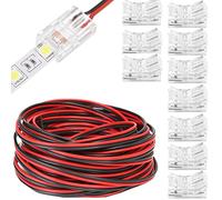RUNCCI-YUN Kit connettore luce LED RGB 3528 2835 2 pin 8 mm, include cavo di prolunga LED da 20 m, connettore senza spazio, per un collegamento rapido della striscia LED da 8 mm al filo