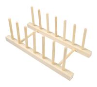 Rundago Supporto per Piatti Legno Portapiatti Scolapiatti in Legno Scolapiatti in Bambù Conservazione Scolapiatti Verticale per Piatti, Ciotole, Tazze, Taglieri-6 Slot