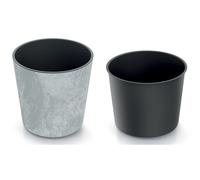 Prosperplast Urbi - Vaso da fiori rotondo effetto cemento, 25 cm, grigio