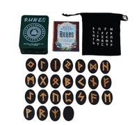 Rune streghe, rune mistiche con borsa manuale e di stoccaggio, rune in legno da 25 pezzi, gioco di divinazione di rune mito, ambientato per la meditazione, le rune della divinazione spirituale, set di