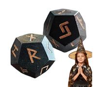 Runes Divinazione Game, Wooden Runes Game - 2 dadi di divinazione di legno intagliato, piccole date di viaggio, intrattenimento,Sblocca l'antica saggezza gioco di rune da collezione per la meditazione