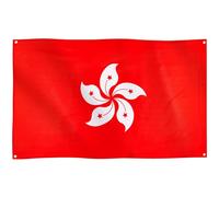 Runesol Bandiera Hong Kong, 91x152cm, 3ft x 5ft, 4 Occhielli, 1 Occhiello in Ogni Angolo, Bandiera della Repubblica Popolare, Fiore di Bauhinia, Interno, Esterno, Colori Vividi, Capodanno cinese