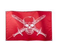 RunesolBandiera Rossa dei Pirati, 91x152cm, 3ft x 5ft, Teschio e Ossa Incrociate, Festa di Compleanno, Halloween, Bandiera Gotica