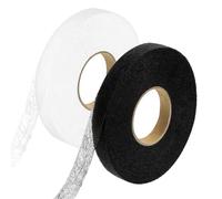 RUNFENG 2 Pezzi (50 Metri/Rotolo) 10 mm di Larghezza Nastro Termoadesivo per Tessuti, Adesivi per Stoffa, Orlo Nastro Tessuto Fusione Termoadesivo per Pantaloni, Vestiti, Tessuti (Nero+Bianco)