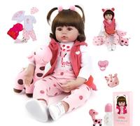 RUNGQIANY Bambole Reborn 24 Pollici 60cm Realistiche Bambola Handmade Morbido Silicone Vinile Ragazzi Ragazze Giocattoli Regali di Natale Reborn Femmina(Baby Doll Natale)