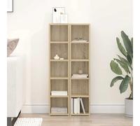 Runheo 2 scaffali per CD, in rovere Sonoma, 21 x 16 x 93,5 cm, design sottile con cinque scomparti, per CD, DVD, Blu-Ray, soggiorno, ufficio, montaggio a parete sicuro