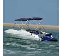 Runheo 3-Bow Bimini Top con Pannelli Laterali, Telone Barca in Poliestere 600D con Rivestimento in PU, Telaio in Alluminio 183 x (137-152) x 137 cm, Protezione UV Pioggia Parasole per Marina