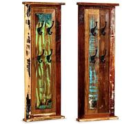 Runheo Appendiabiti da parete in legno massiccio anticato con 4 ganci in ferro battuto, 38 x 100 cm, set da 2 pezzi, per corridoio, camera da letto, corridoio, per riporre giacche, cappotti, cappelli