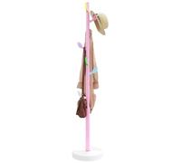 Runheo Appendiabiti rosa in ferro verniciato a polvere, 172 cm, con 8 ganci colorati e base robusta, per corridoio, camera da letto, corridoio, per riporre in ordine vestiti, giacche, borse