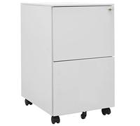 Runheo Armadietto da ufficio in acciaio grigio chiaro, 39 x 45 x 67 cm, con 2 cassetti chiudibili e ruote, cartella sospesa per cartelle, armadio multiuso per ufficio, home office e studio
