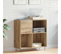 Runheo Armadietto per dischi in legno di quercia Artisan, 85 x 38 x 89 cm, con 4 ripiani, spazio per dischi, CD, DVD, mobili per il soggiorno, elegante soluzione di archiviazione