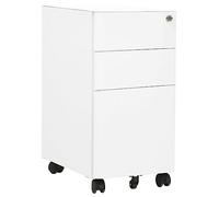 Runheo Armadietto per documenti con ruote, in acciaio bianco, 30 x 45 x 59 cm, richiudibile con 3 cassetti, per ufficio e casa, organizzazione e conservazione dei documenti
