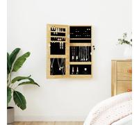 Runheo Armadietto portagioie con specchio, in legno, 30 x 8,5 x 67 cm, chiudibile, montaggio a parete, con gancio per riporre gioielli e specchio decorativo per tutto il corpo, per camera da letto