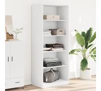 Runheo Armadio bianco in legno 80 x 50 x 200 cm con 5 scomparti, asta appendiabiti e ripiano per corridoio, camera da letto, cameretta dei bambini, salvaspazio, modulare, antipolvere, con cassetto