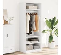 Runheo Armadio bianco in legno 80 x 50 x 200 cm con asta appendiabiti e scomparti, salvaspazio, armadio modulare in tessuto per camera da letto, corridoio, cameretta dei bambini, guardaroba, organizer