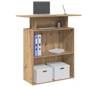 Runheo Bancone da ricevimento in rovere Artisan, 100 x 40 x 104 cm, con ripiano e ripiano, versatile tavolo da lavoro segretario per ufficio, casa e ricevimento, robusto