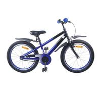 Runheo Bicicletta per bambini da 18 pollici, telaio in acciaio, blu e nero, con freno, parafango e campanello, per 5-7 anni, sella regolabile, ruota leggera da 10,9 kg, per città, parco e escursioni