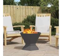 Runheo Braciere in acciaio nero, 50 x 50 x 40 cm, per esterni, giardino, terrazza, braciere con effetto rustico, per legna e legna da ardere, calore accogliente e atmosfera suggestiva