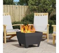 Runheo Braciere nero in acciaio, 50 x 50 x 38 cm, quadrato, resistente alle intemperie e portatile, per giardino, terrazza, esterno, design robusto per un calore accogliente e un'atmosfera romantica