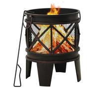 Runheo Braciere rustico in acciaio, diametro 42 x 54 cm, con attizzatoio, decorazione da giardino per terrazze e esterni, fonte di calore e atmosfera di fiamma per serate accoglienti in giardino e
