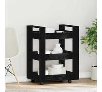Runheo Carrello da cucina nero effetto quercia in legno, 60 x 45 x 80 cm, con 4 ruote, mobile da cucina come carrello d'appoggio e isola da cucina, per una pratica conservazione in cucina e sala da