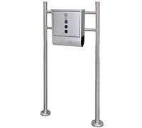 Runheo Cassetta delle lettere in acciaio inox con supporto, resistente alle intemperie, richiudibile e con scomparto per giornali, 31 x 10,5 x 33,5 cm, supporto per cassetta delle lettere 120 x 50 cm