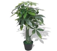 Runheo Castagna portafortuna artificiale, 85 cm, con tronco in vero legno e vaso in plastica, verde realistico, facile da pulire, per soggiorno, camera da letto, ufficio, balcone, terrazza