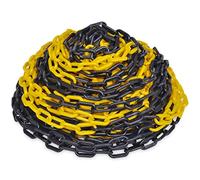 Runheo Catena di blocco in plastica gialla nera, 30 m, maglie da 6 mm, leggera e resistente, per marcatura di sicurezza, segnalazione di avvertimento, marcatura del pavimento in magazzino, corridoio