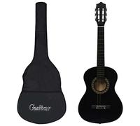 Runheo Chitarra classica 1/2 34 pollici con custodia nera, legno di tiglio e pulsanti in plastica dura, per musica, pratica, lezioni e principianti in viaggio