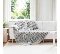 Runheo Coperta antiscivolo in pelliccia di coniglio, 4 pezzi, 150 x 220 cm, morbida, calda, soffice, per divano, letto, soggiorno, coperta invernale