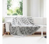 Runheo Coperta antiscivolo in pelliccia di coniglio, 4 pezzi, grigia, soffice coperta per divano, letto e soggiorno, morbida coperta invernale per coccolarsi e riscaldare, coperta traspirante