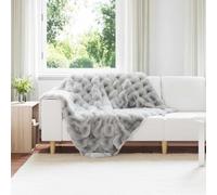 Runheo Coperta antiscivolo in pelliccia di coniglio artificiale, grigio, 4 pezzi, 130 x 150 cm, morbida coperta per divano, letto, soggiorno, traspirante, calda e soffice, per coccolare e riscaldare