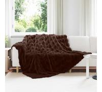 Runheo Coperta antiscivolo in pelliccia di coniglio artificiale, texture bolle, 220 x 240 cm, set da 4 pezzi, colore cammello, morbida e calda, per divano, letto, soggiorno e campeggio