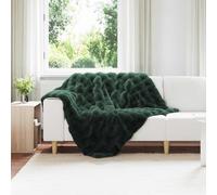 Runheo Coperta antiscivolo in pelliccia di coniglio, verde scuro, 130 x 150 cm, 4 pezzi, morbida coperta per divano, letto, soggiorno, traspirante, morbida, calda, ideale per coccolarsi