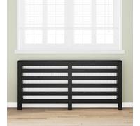 Runheo Copertura per termosifone, effetto quercia nera, in legno, 175 x 20 x 82 cm, con design a doghe verticali, mensola, efficiente circolazione dell'aria per soggiorno, bagno, camera da letto