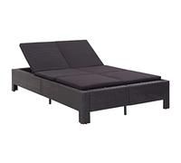 Runheo Lettino prendisole per 2 persone, in polyrattan resistente alle intemperie, con lati regolabili e imbottiture spesse, 220 x 130 x 35 cm, con cuscino rimovibile, ideale per terrazza e balcone