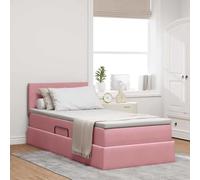 Runheo Letto con contenitore LED Rosa 100 x 200 cm Velluto Materasso con supporto regolabile per camera moderna e spazio ottimizzato