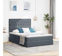 Runheo Letto contenitore con LED regolabile in velluto Grigio Scuro 140 x 190 cm per camera moderna con supporto in legno, testiera regolabile, ampio spazio di archiviazione, struttura stabile