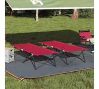 Runheo Letto pieghevole da campeggio, 2 pezzi, rosso, 206 x 76 x 74 cm, pieghevole, portatile, stabile, letto per ospiti, pieghevole, per esterni, giardino, escursionismo, festival, viaggi, compatto e