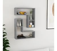 Runheo Mensole da parete 2 pezzi, grigio cemento, 50 x 15 x 50 cm, in legno, mensole sospese per parete, design moderno, mensola versatile per soggiorno, camera da letto, ufficio
