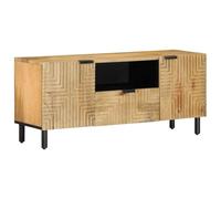 Runheo Mobile TV marrone in legno massiccio mango, 105 x 33 x 46 cm, con spazio e ripiano per soggiorno, HiFi, credenza, scaffale per CD, DVD e gestione dei cavi, robusto mobile basso per TV e home