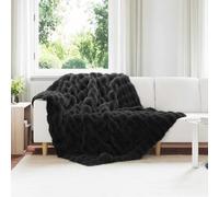 Runheo Olite - Coperta antiscivolo in pelliccia di coniglio artificiale, colore nero, 150 x 220 cm, 4 pezzi, per soggiorno, camera da letto, divano e letto, calda coperta